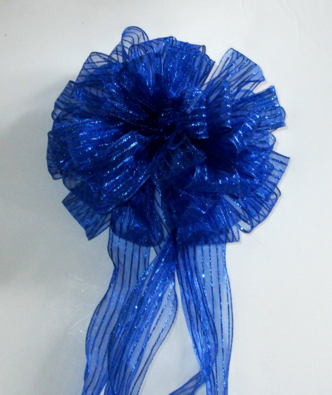 Christmas Tree Topper Bow in Royal Blue Sheer by shannonkristina