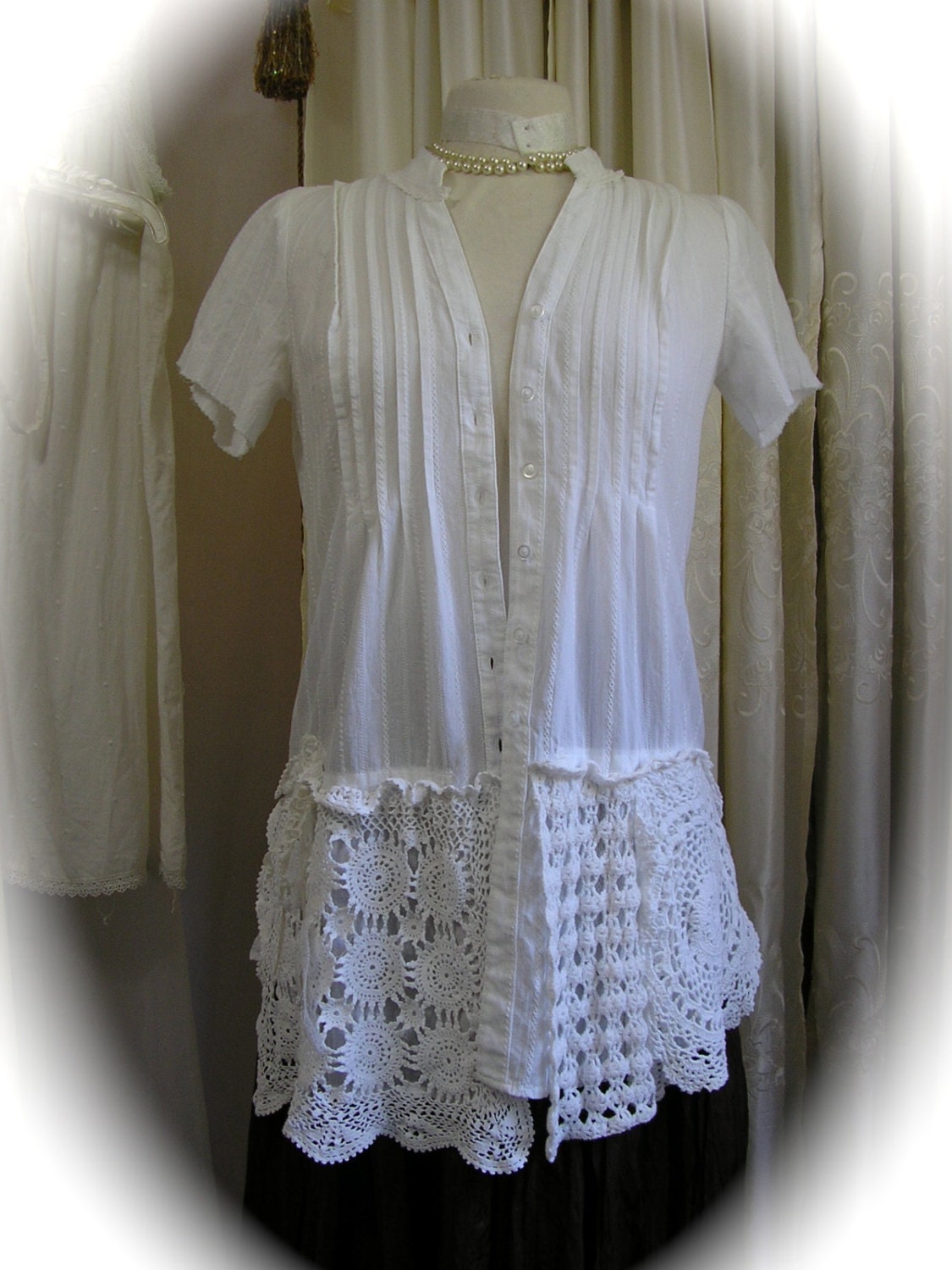 White Doily Blouse romantic cotton top by TatteredDelicates