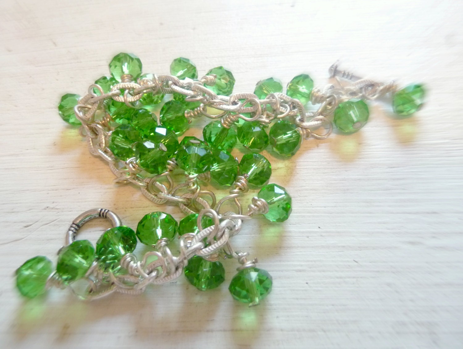Green Glass Crystal Bead Bracelet - Mylana