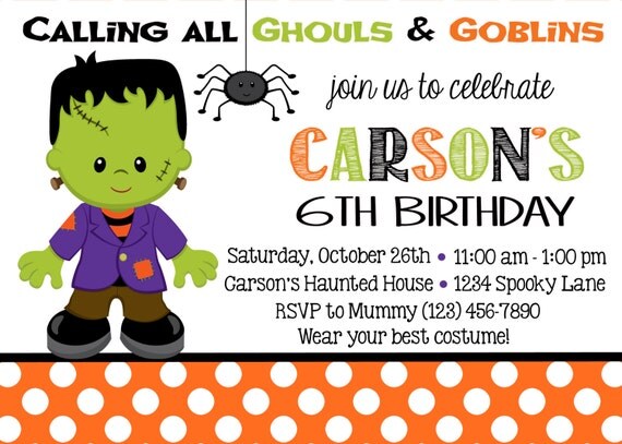 HALLOWEEN MONSTER INVITATION 5x7 Birthday Party - Boy Printable Il_570xn