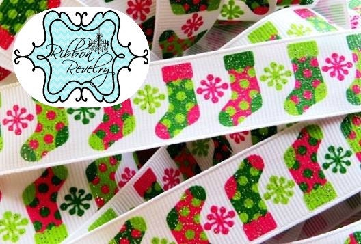 Gorgeous Perfect Gift glitter stockings 7/8" grosgrain ribbon Christmas Il_570xn