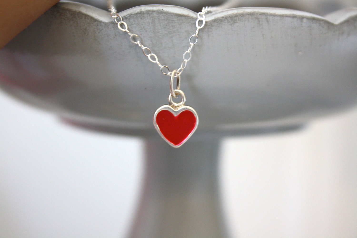 Silver Heart Necklace, Simple Necklace, Bridesmaid Gift, Bridal Jewelry, Everyday Necklace, Valentines gift - AvaHopeDesigns