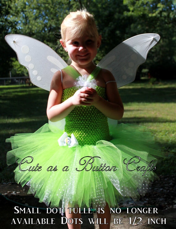 Adorable toddler halloween costume Tinkerbell tutu pixie cut dress with white fairy wings 2T 3T