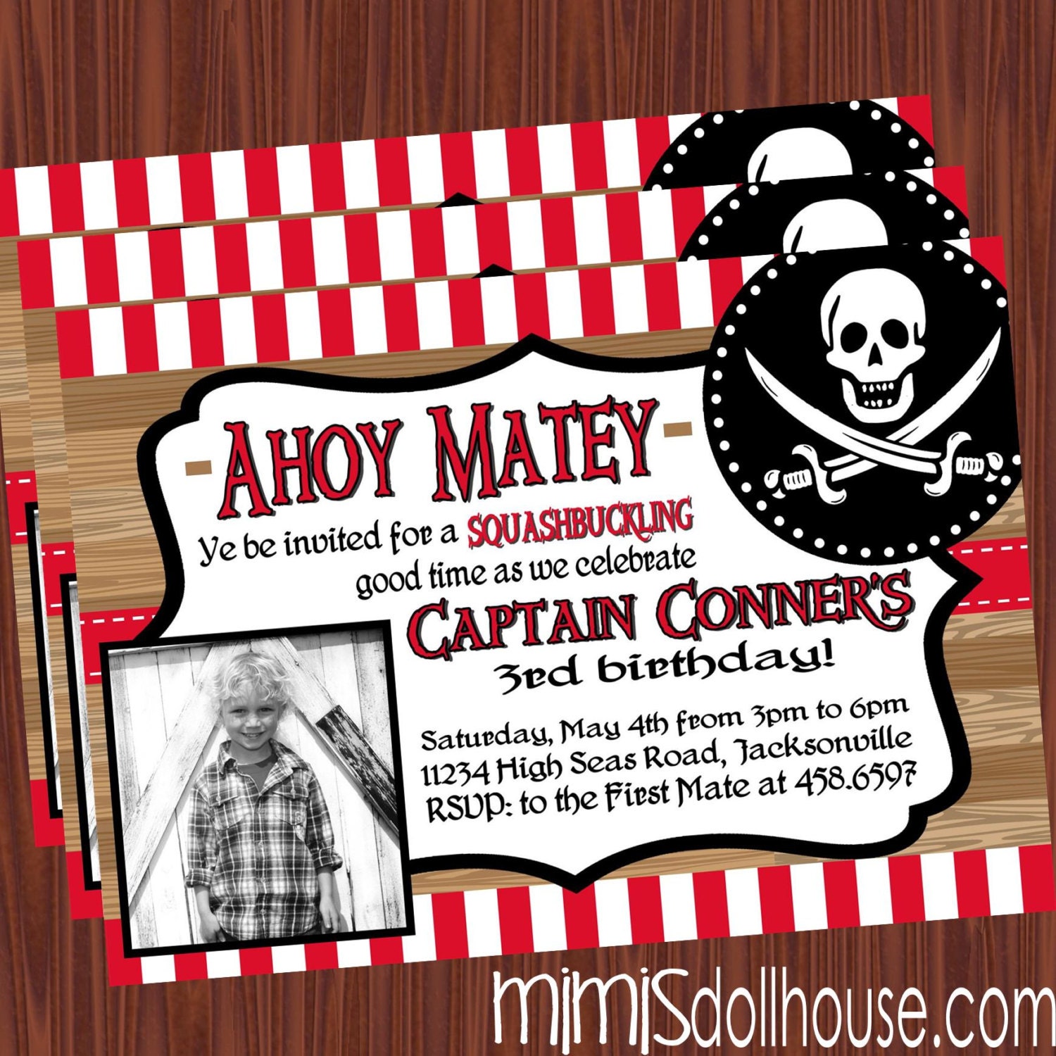 Pirate Invitation- Pirate Birthday Invitation- Pirates Birthday invitation PDF/JPEG Il_570xn