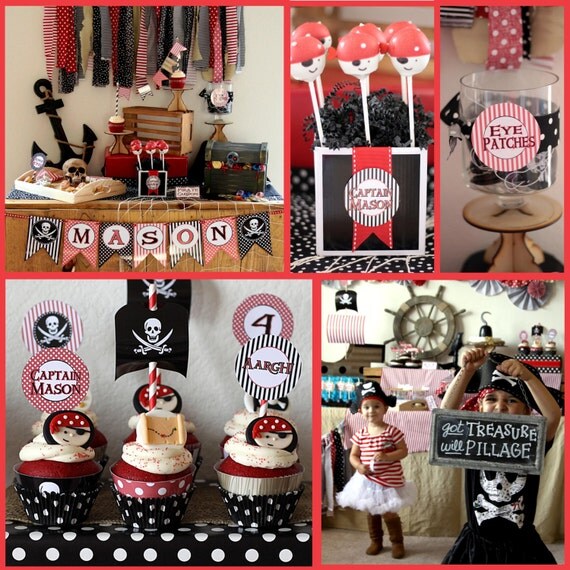 Pirate Party Decorations- Printable Pirate Birthday Party Decorations- Pirates Birthday Party PDF/JPEG Il_570xn
