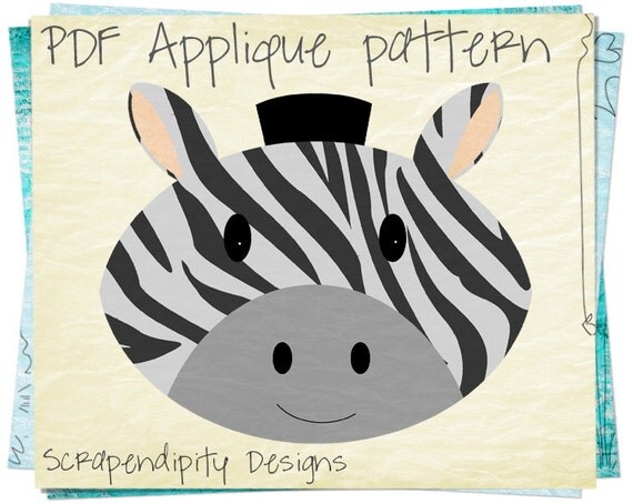 Zebra Applique Pattern Zoo Applique by ScrapendipityDesigns