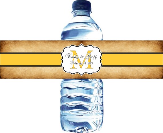 100 Vintage Parchment Water Bottle Labels - Printed labels - Any colors available Il_570xn