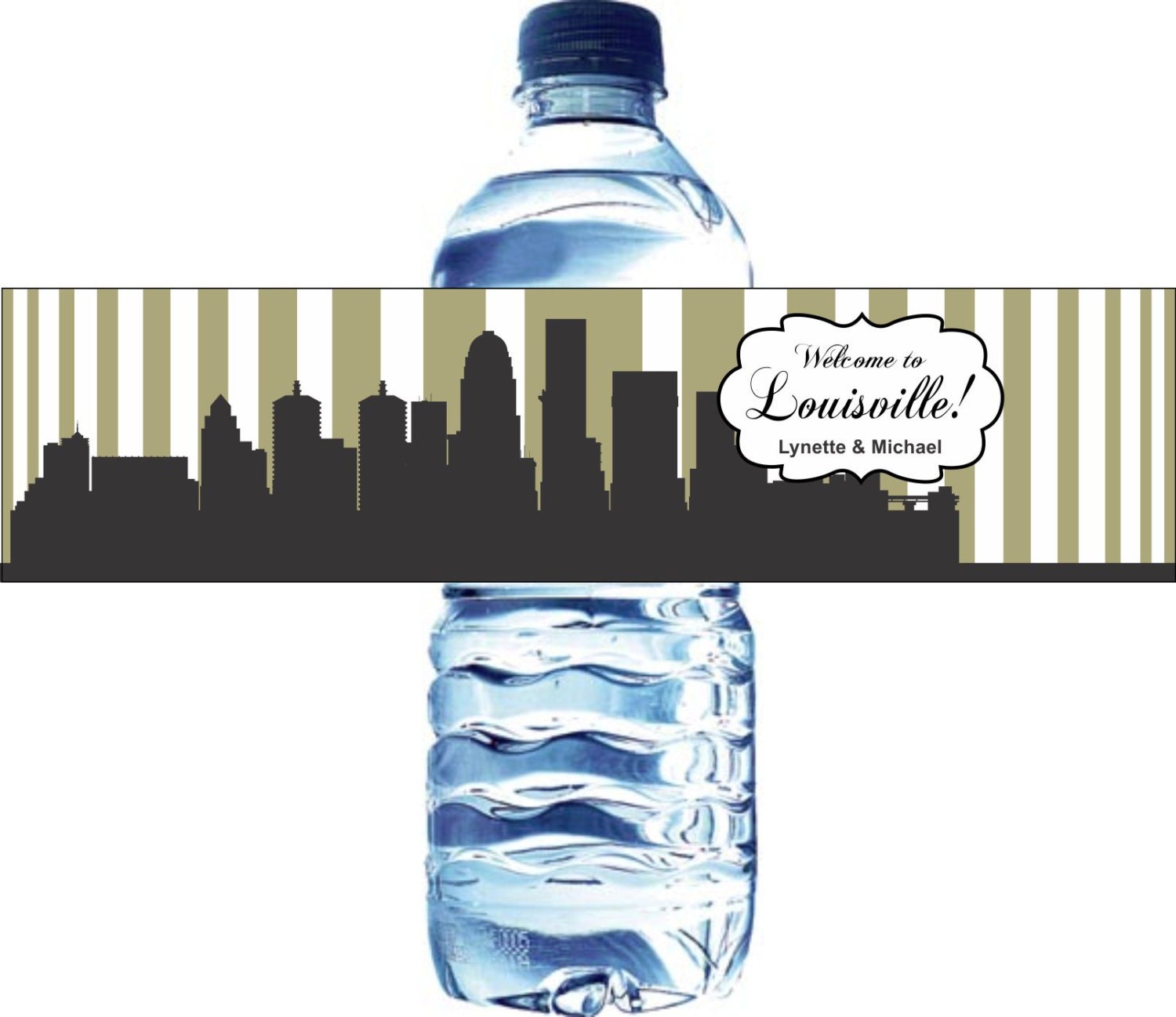 100 Louisville Skyline Waterproof Water Bottle Labels - Printed labels with your wedding colors Il_570xn