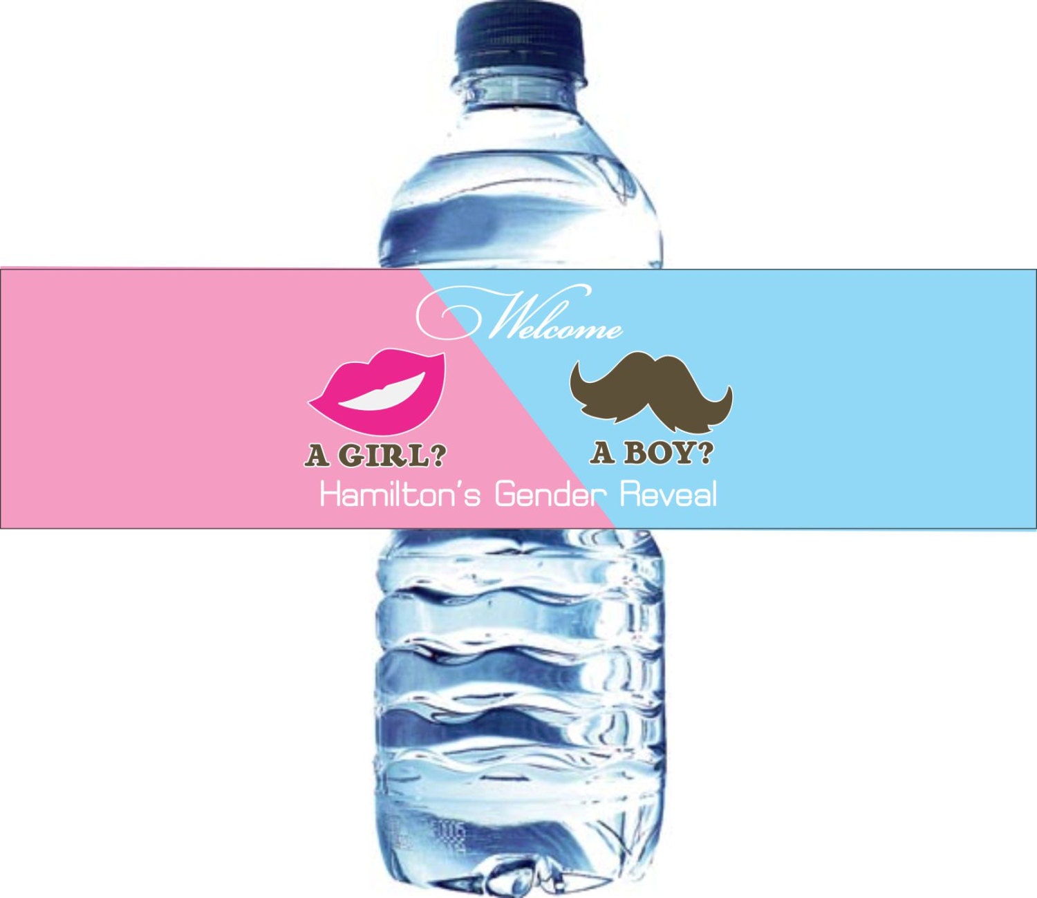 30 Gender Reveal Water Bottle Labels - Waterproof and self stick Il_570xn