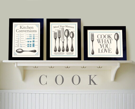 Kitchen Art Set Wall Art Grouping 3 Prints Conversion by DexMex
