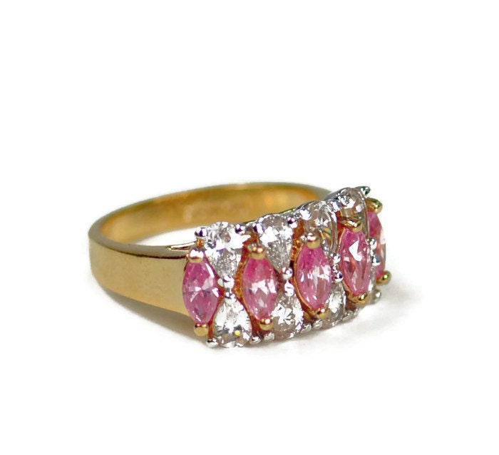 Cocktail Silver Ring Sterling EDCO 925 Pink by