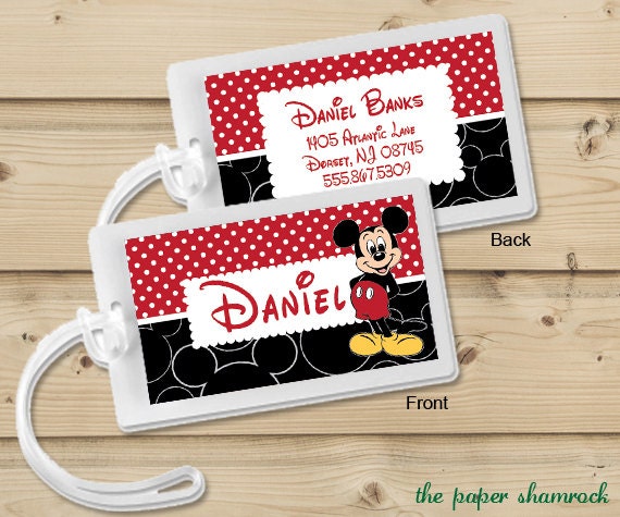 Mickey Mouse - Luggage Tag, Bag Tag, Backpack Tag, ID Tags, Personalized, Custom Il_570xn