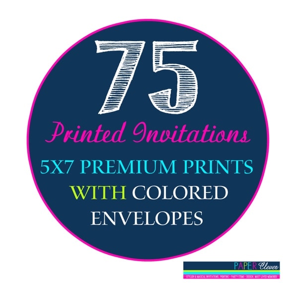 75 invitation prints with FREE colored envelopes #811 Il_570xn