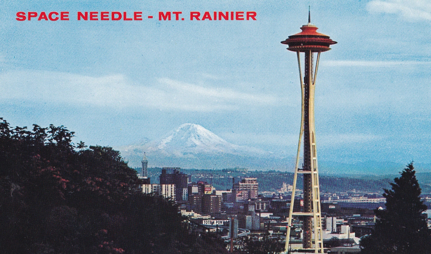 Vintage Space Needle MT. Rainier Postcard by treasures2cherish