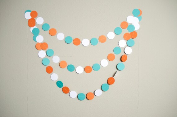 Circle Paper Garland 12 ft Orange Turquoise Il_570xn