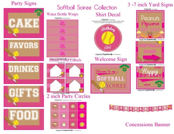 INSTANT DOWNLOAD Printable Vintage Softball Soiree Party Package...by Party Like Paula Il_570xn