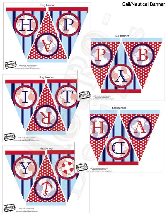 Instant Download - Nautical Birthday Banner Il_570xn