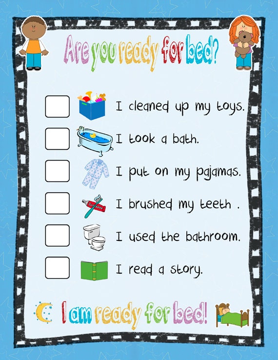 INSTANT DOWNLOAD Bedtime Routine Checklist by SMALLMOMENTSdesigns