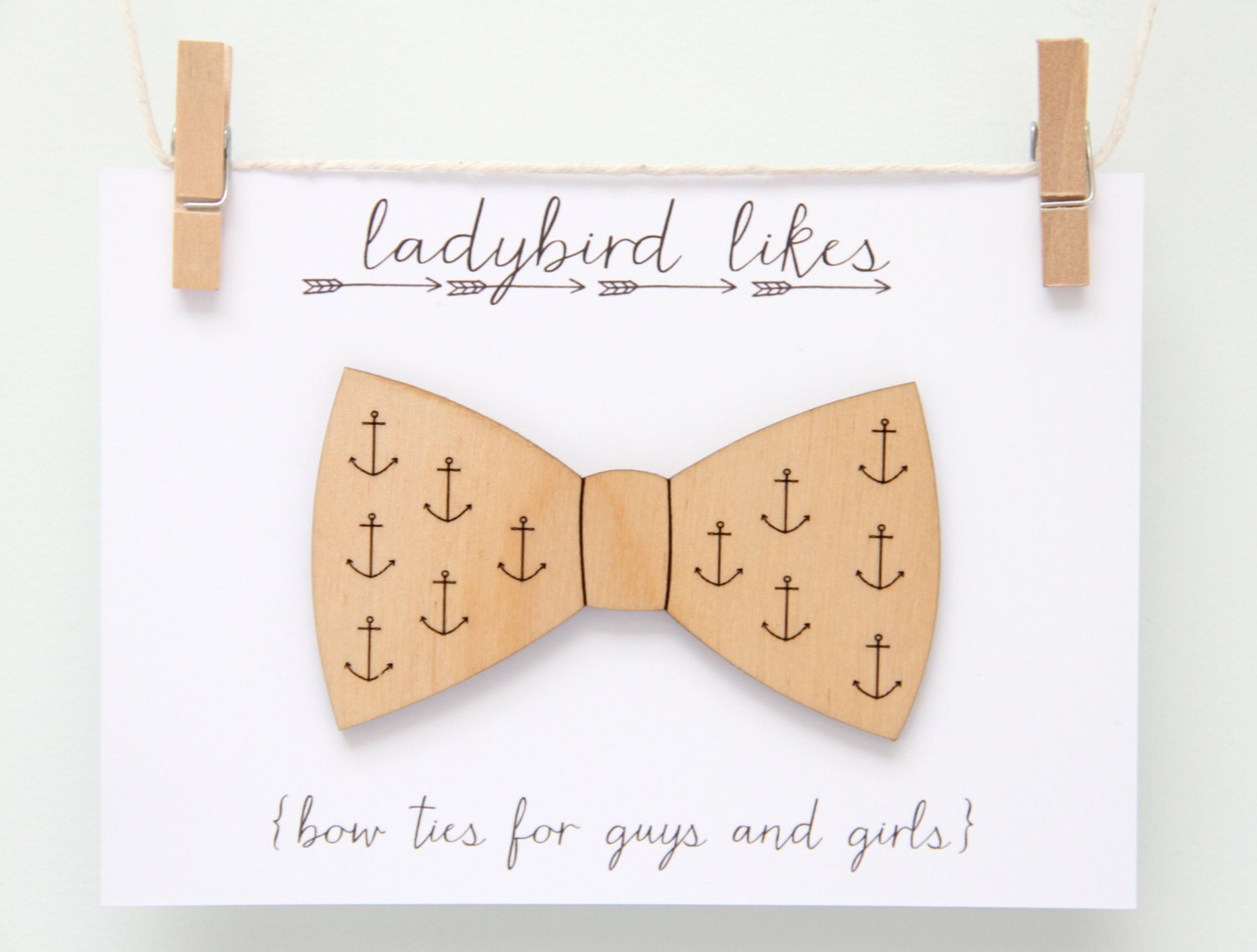 Anchor Print Wooden Laser Cut Bow Tie