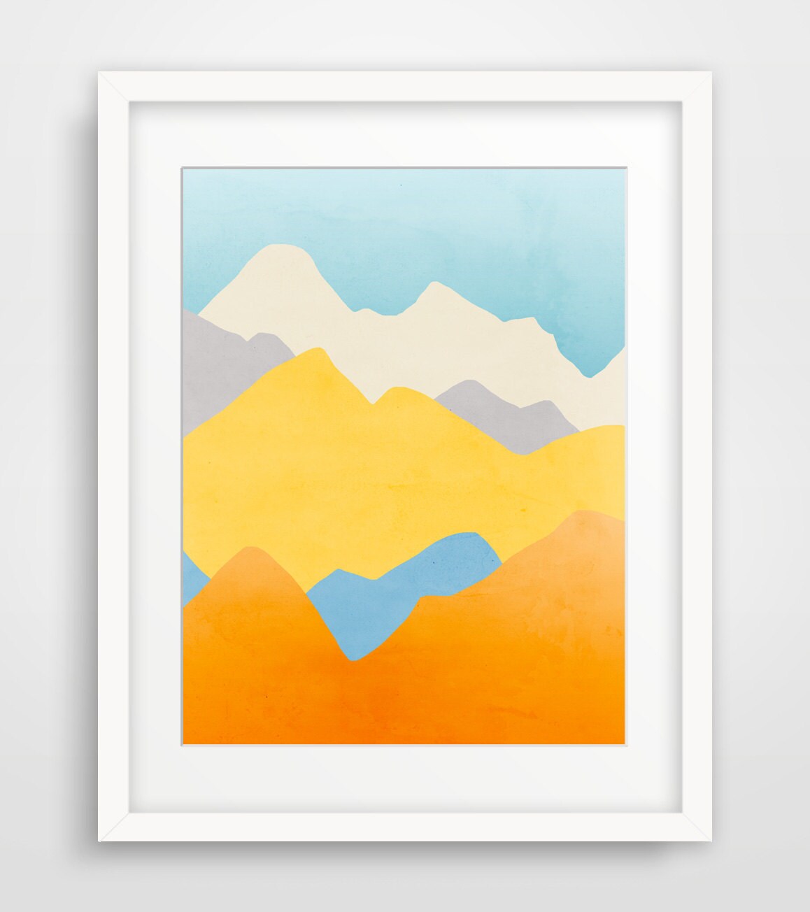 Mountains Art Print, Abstract Landscape, Minimalist Poster, Colorful Wall Art