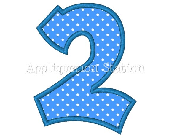 Number TWO Plain 2nd Birthday Applique by AppliquetionStation