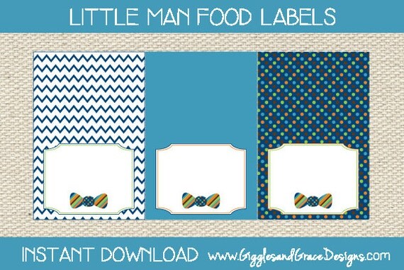Little Man Food Labels Printable - Instant Download Il_570xn