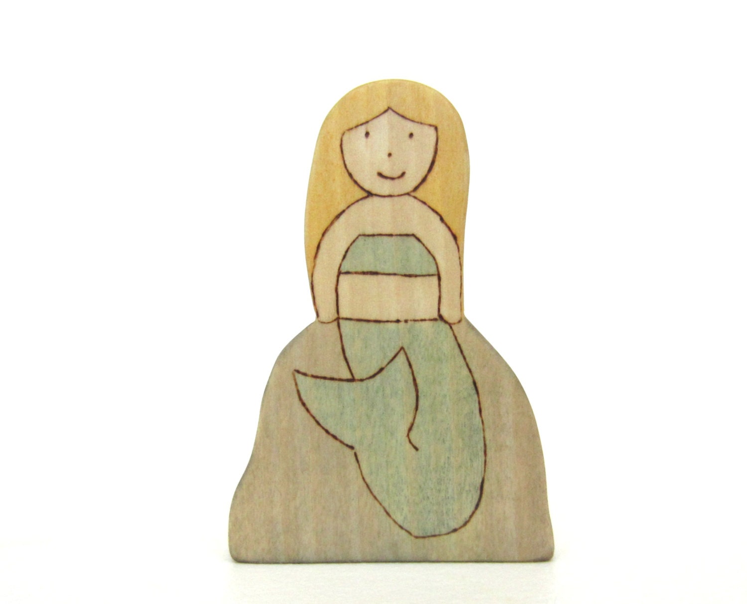 Mermaid Toy - Wooden Toy Mermaid - Wood Mermaid Toy - All Natural Toy - LittleWoodlanders