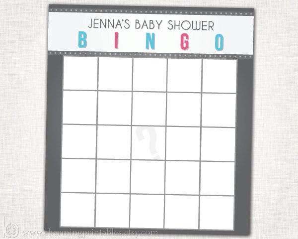 Gender Reveal Shower Bingo - DIY PRINTABLE File Bingo Card - Baby Shower Bingo - Blue Pink Gray - Gender Reveal Collection Il_570xn