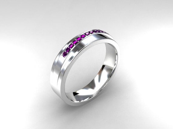 Amethyst ring, mens wedding band, men wedding ring, purple wedding ...