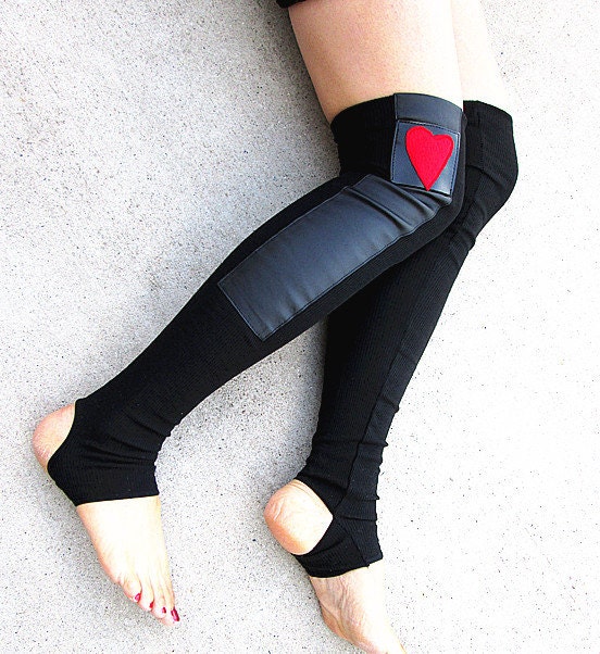 Special SaleHearts Leg Warmers Boot SocksLeather by knitwit321