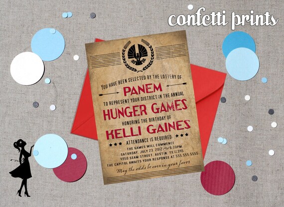 HUNGER GAMES Inspired Birthday Invitation Printable Il_570xn
