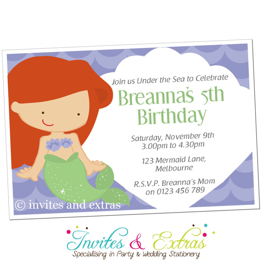 Princess Party Mermaid Princess Invitation, Personalized Printable (M2M Code:9689) Il_570xn