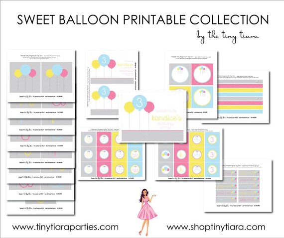 Sweet Balloon Printable Party Full Printable Party Collection : Printable Party Designs by The Tiny Tiara Il_570xn