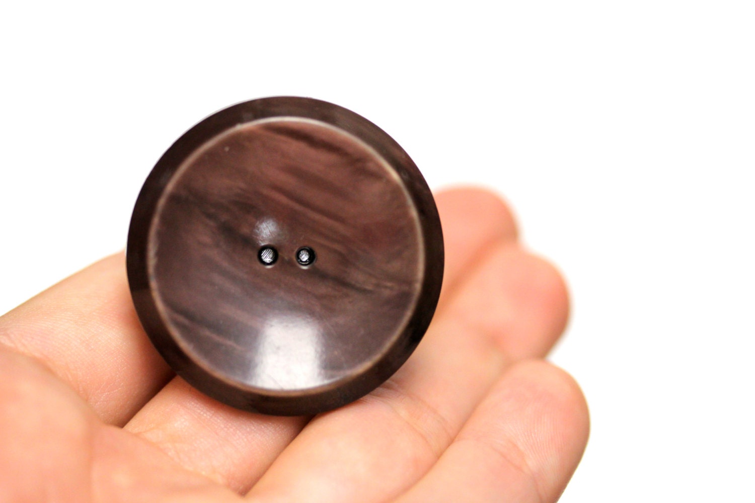 Middle Finger Ring, Large Button Cocktail Ring, Brown Jewelry, Nickel ...