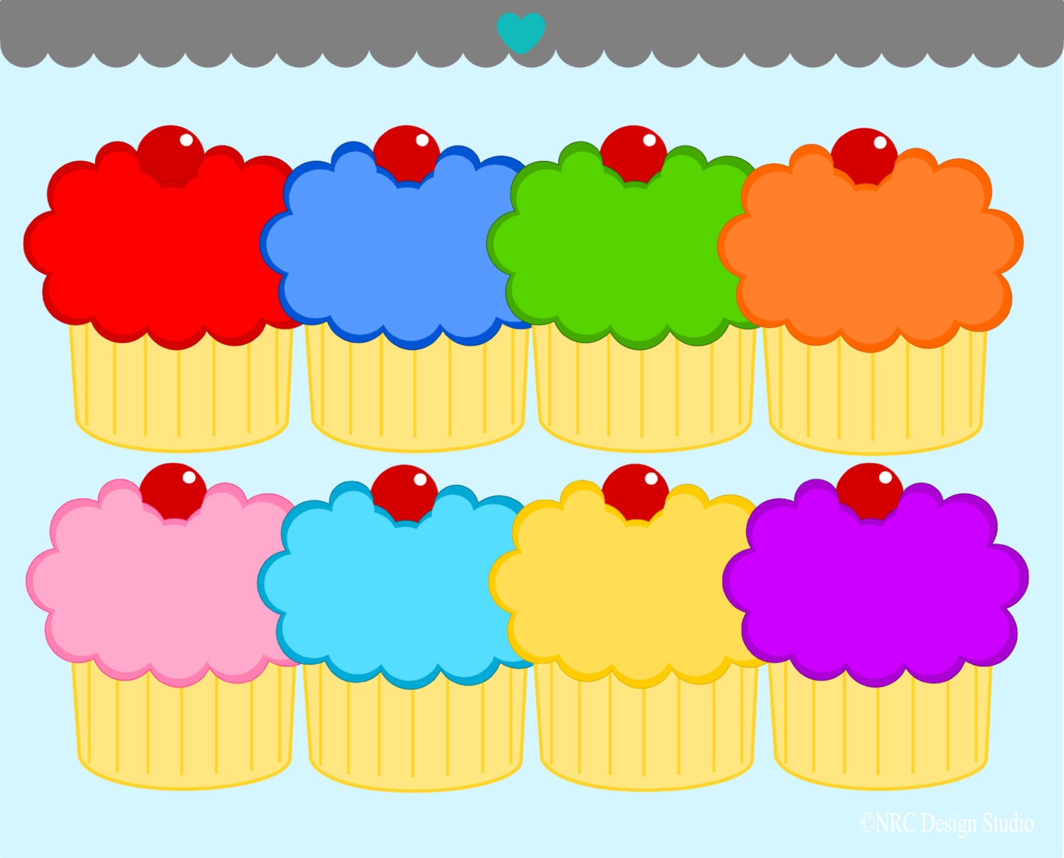 WINTER SALE - Baking Clip Art - Bright Cupcakes Clip Art - Digital Cupcakes Clipart Il_570xn