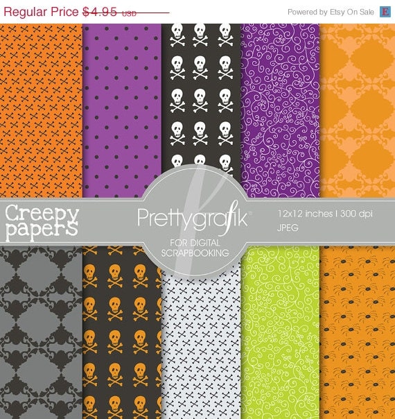 40% OFF SALE Halloween digital papers scrapbook set - PGPSPK552 Il_570xn