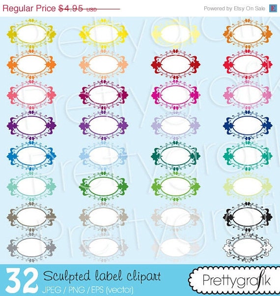 40% OFF SALE 32 sculpted label clipart commercial use, vector graphics, digital clip art, digital images - CL493 Il_570xn