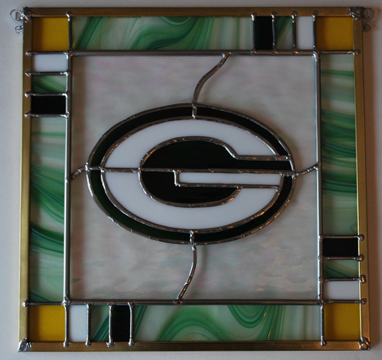 Stained glass Green Bay Packers panel suncatcher/ by ManemannArt