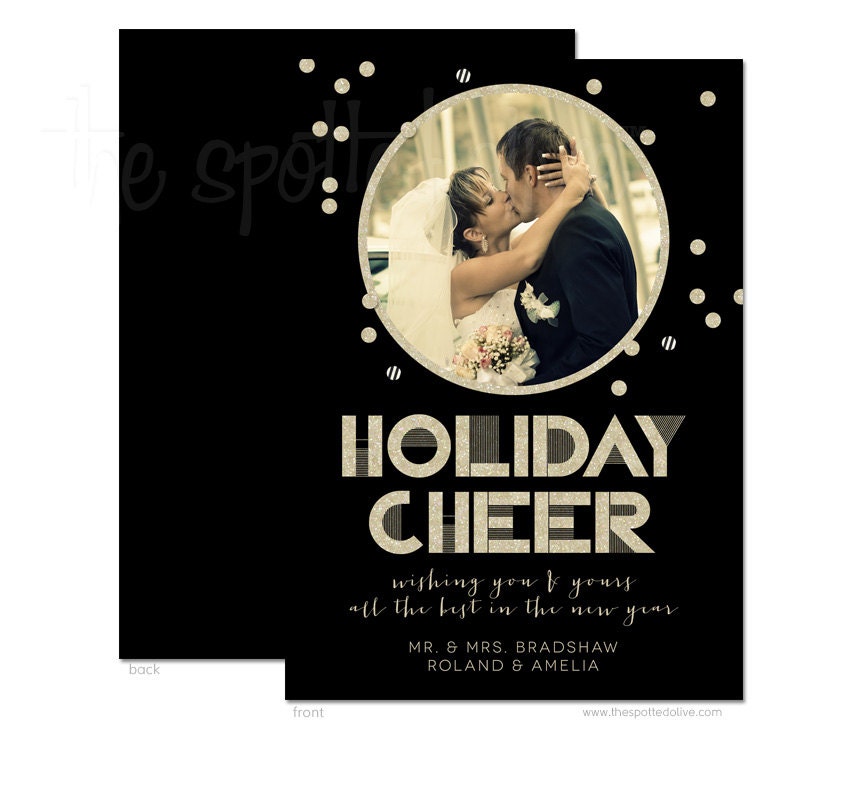 Glitter Look Holiday Cheer Photo Christmas Cards - DIY Printable or Printed Cards Il_570xn