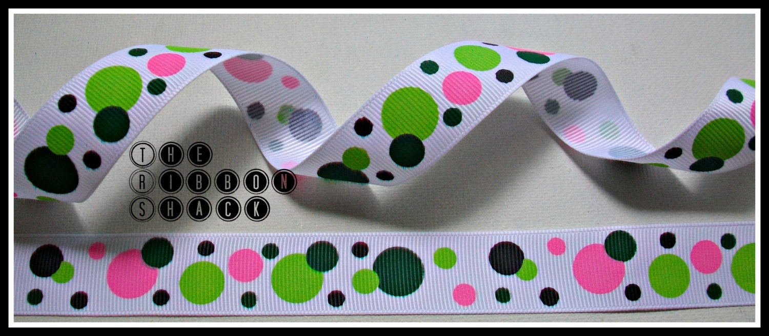 7/8 Watermelon Dots Grosgrain Ribbon Green Hot Pink Black Summer Spring Picnic Ants Seeds Chevron Flower Il_570xn