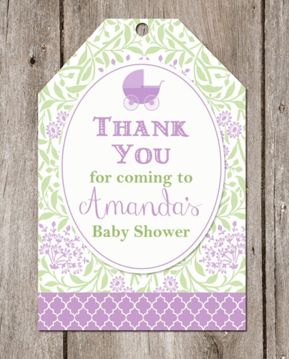 Stroller Lavendar & Green Floral Baby Shower Favor Tags- Printable Il_570xn