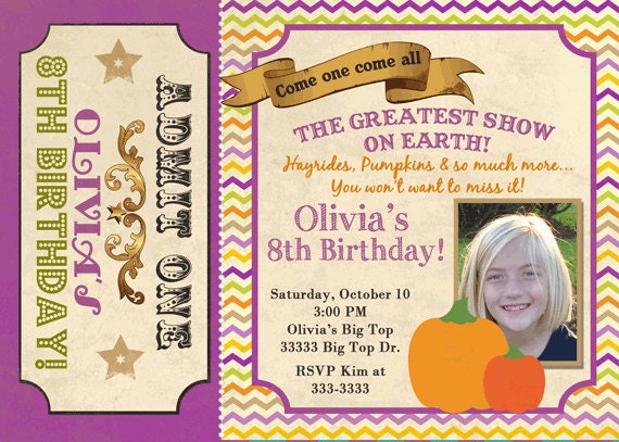 Fall Halloween Carnival Birthday Party Invitations - printable Il_570xn