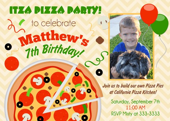 Pizza Party Birthday Invitations - Printable Il_570xn