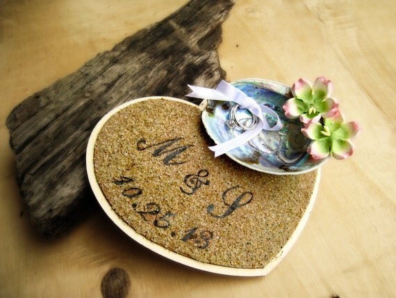Nautical Ring Bearer Ring Pillow Alternative Personalized Beach Wedding Abalone Shell Ring Bearer Il_570xn