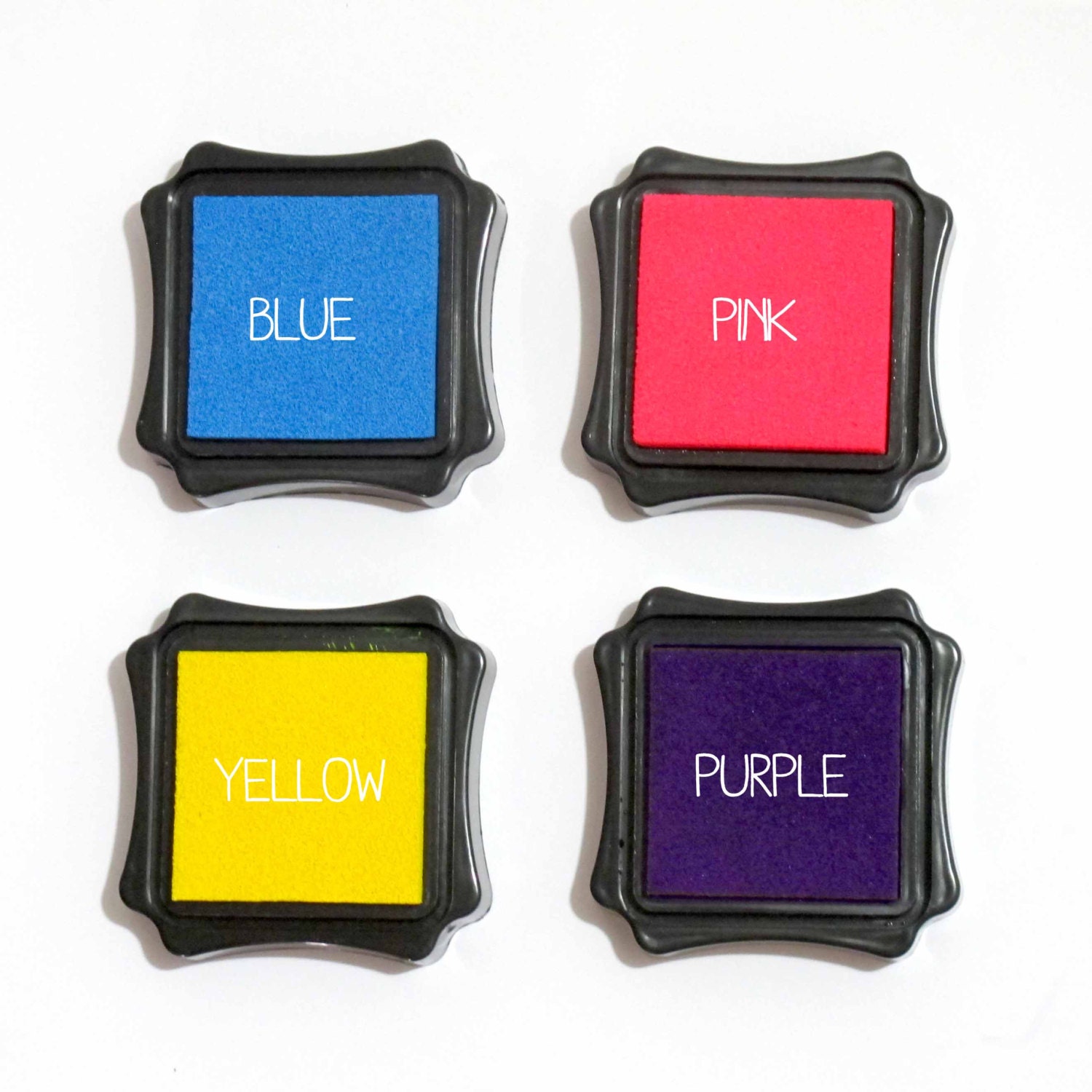 Rubber stamp ink pad Blue pink yellow purple by MaedayArtMarket