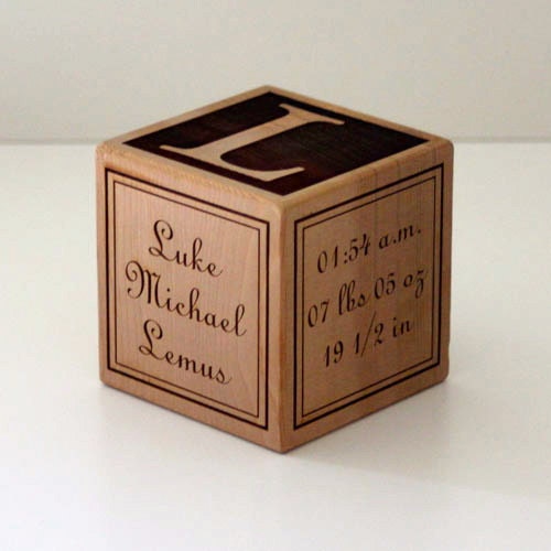 Large Personalized Wood Baby Block by WoodKeeps on Etsy