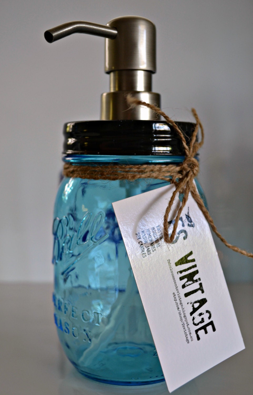 Items similar to Mason Jar Soap Dispenser with Heritage Blue Mason Jar