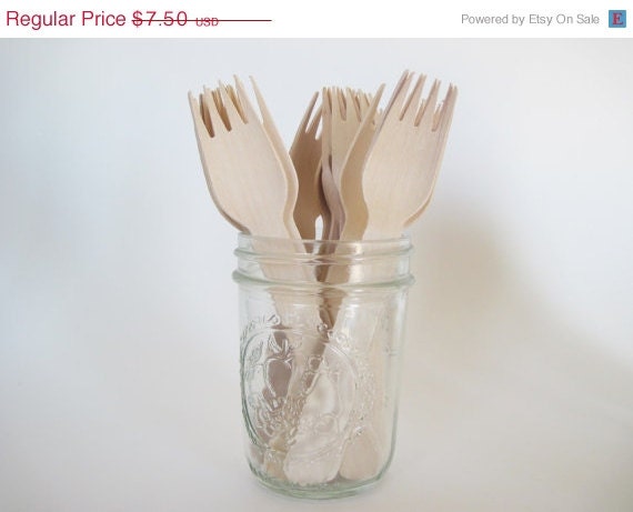 Cyber Week SALE 10% OFF Set of 50 Disposable Wooden Forks Il_570xn