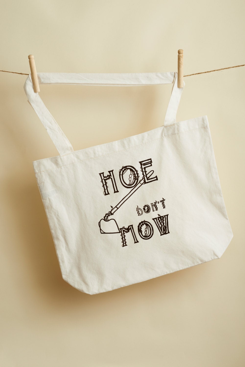 Hoe Don't Mow Tote / Grocery Bag by TaprootThreads on Etsy