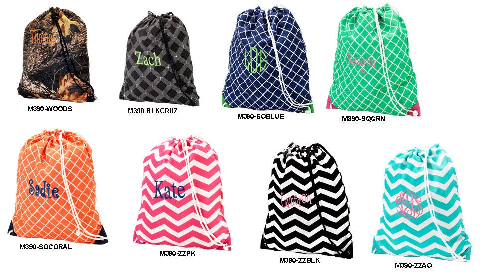 Items similar to MONOGRAMMED GYM BAG, Laundry bag, Boys or Girls Youth Backpacks, Gym Bags